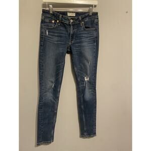 LEVIS ALTERED Jeans Womens 27 Med‎ Wash Distressed Low Rise 711 Skinny Stretch